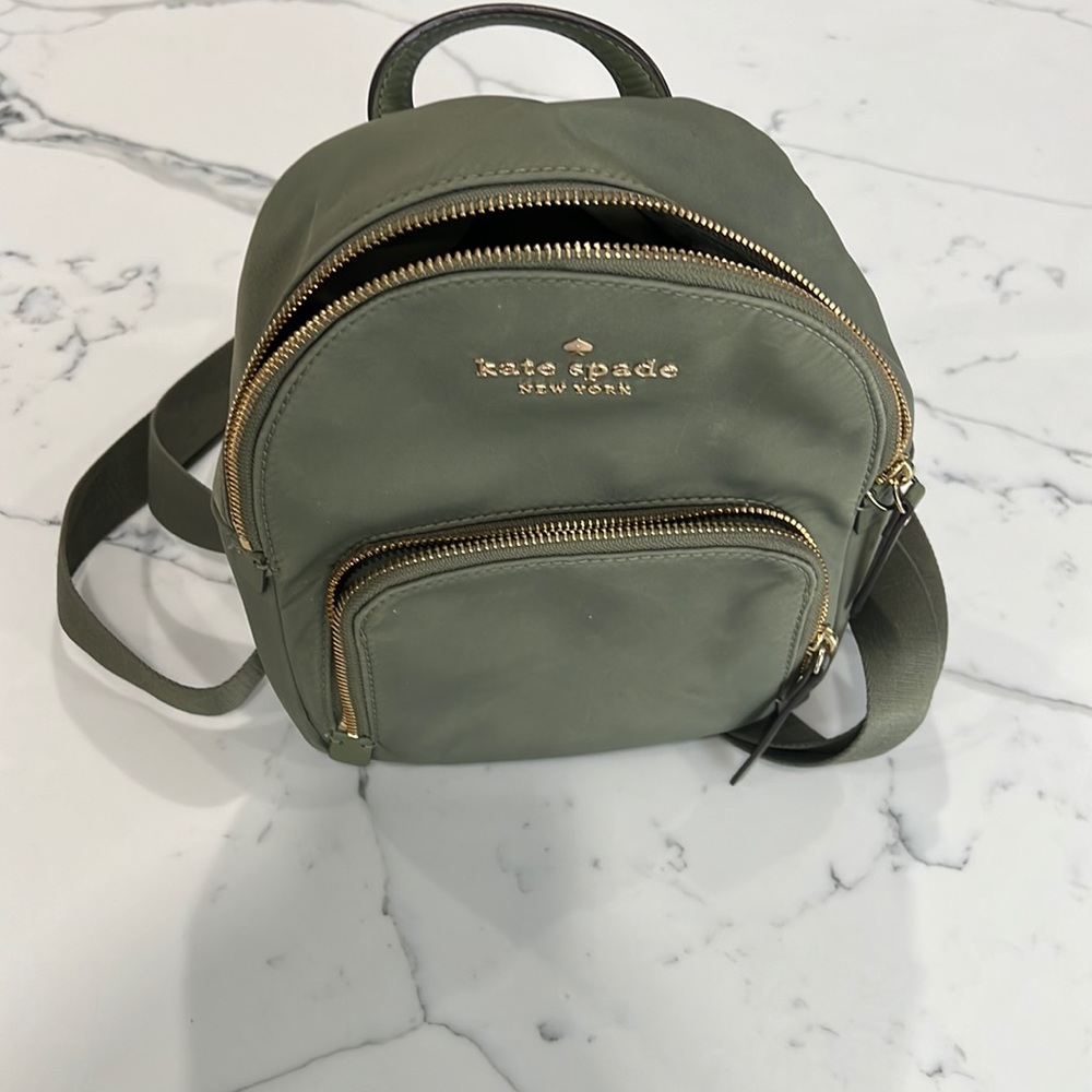 Kate Spade nylon olive green backpack